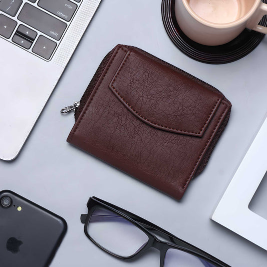 SAMTROH Girls Travel, Trendy Brown Artificial Leather Wallet (6 Card Slots)