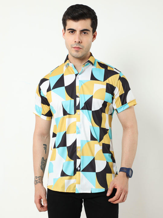 Men Regular Fit Floral Print Spread Collar Casual Shirt