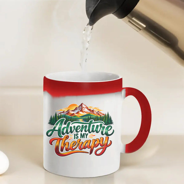 Adventure Is My Therapy Mountain Travel Coffee Mug – Outdoor Hiking Gift