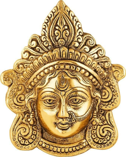 Ambika Durga Face Wall Hanging Metal Idol Showpiece - 15.24 cm  (Gold Plated, Metal, Gold)