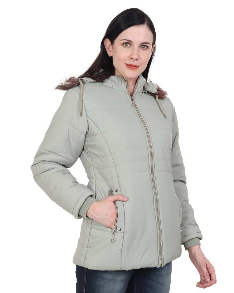 Xohy Women's Pista Winter Wear Full Sleeve Solid Puffer Jacket