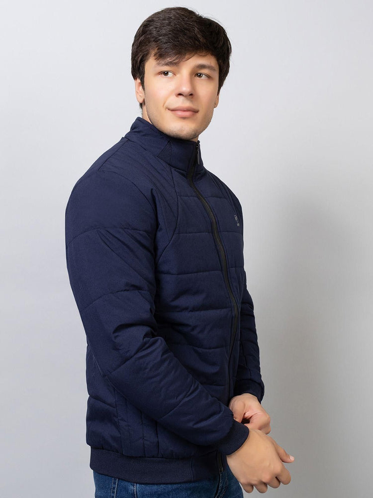 Xohy Men's Full Sleeve Puffer Sportwear Navy Jacket