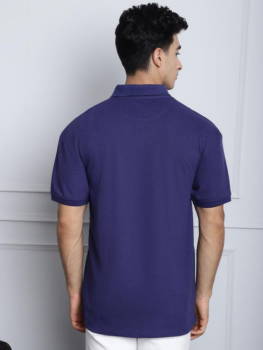 Door 74 Mens Solid Navy Color Oversize Polo Tshirt